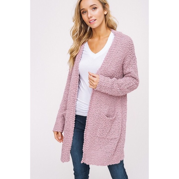 >>LAST<< Polly Popcorn Chunky Cardigan - Mauve - Picture 3 of 3